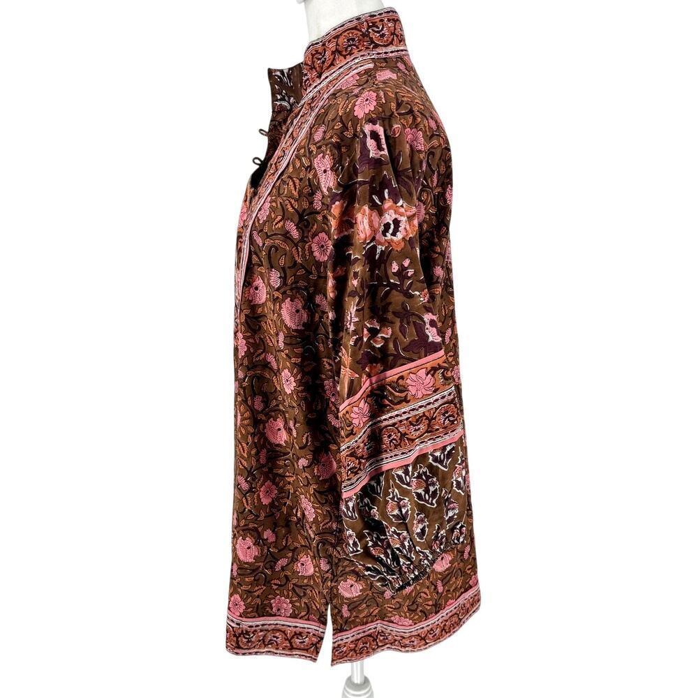 Sue Sartor Bangalore Tunic Block Print Harvest Hues 100% Cotton Sz L - Picture 3 of 10